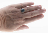 Ocean Blue - Estate Sterling Silver Natural London Blue Topaz Engraved Ring (ER455)