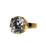 Shimmer - Vintage Gold Plated Crystal Solitaire Ring (VR910)