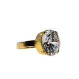 Shimmer - Vintage Gold Plated Crystal Solitaire Ring (VR910)