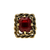 Sarah Coventry - Vintage Gold Plated Ruby Glass Adjustable Ring (VR911)