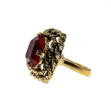 Sarah Coventry - Vintage Gold Plated Ruby Glass Adjustable Ring (VR911)