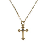 Glory - Vintage 14K Gold Natural Diamond Cross Pendant & 14K GF Chain (VP317)