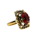 Sarah Coventry - Vintage Gold Plated Ruby Glass Adjustable Ring (VR911)