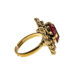 Sarah Coventry - Vintage Gold Plated Ruby Glass Adjustable Ring (VR911)