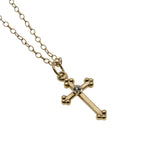 Glory - Vintage 14K Gold Natural Diamond Cross Pendant & 14K GF Chain (VP317)