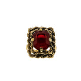 Sarah Coventry - Vintage Gold Plated Ruby Glass Adjustable Ring (VR911)