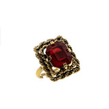 Sarah Coventry - Vintage Gold Plated Ruby Glass Adjustable Ring (VR911)