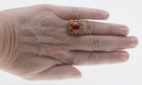 Sarah Coventry - Vintage Gold Plated Ruby Glass Adjustable Ring (VR911)