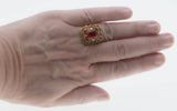 Sarah Coventry - Vintage Gold Plated Ruby Glass Adjustable Ring (VR911)