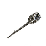 Art Pewter - Vintage Scottish Pewter Thistle & Jewelled Kilt Pin (VBR249)