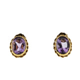 Violet Must Haves - Vintage 14K Gold Natural Amethyst Stud Earrings (VE556)