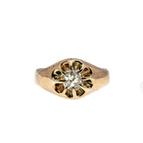 Glittering Buttercup - Victorian 14K Rose Gold 'Old Mine Cut' Diamond Belcher Ring (VICR168)