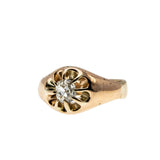 Glittering Buttercup - Victorian 14K Rose Gold 'Old Mine Cut' Diamond Belcher Ring (VICR168)