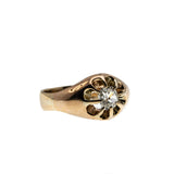 Glittering Buttercup - Victorian 14K Rose Gold 'Old Mine Cut' Diamond Belcher Ring (VICR168)