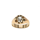 Glittering Buttercup - Victorian 14K Rose Gold 'Old Mine Cut' Diamond Belcher Ring (VICR168)