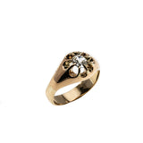 Glittering Buttercup - Victorian 14K Rose Gold 'Old Mine Cut' Diamond Belcher Ring (VICR168)