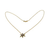 Celestial Beauty - Victorian 18K Gold Old Mine Cut & Rose Cut Diamond Star Pendant & 10K Gold Chain (VICP114)