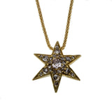 Celestial Beauty - Victorian 18K Gold Old Mine Cut & Rose Cut Diamond Star Pendant & 10K Gold Chain (VICP114)