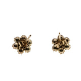 Crimson Daisies - Vintage English 9K Gold Natural Ruby Flower Stud Earrings (VE557)