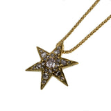 Celestial Beauty - Victorian 18K Gold Old Mine Cut & Rose Cut Diamond Star Pendant & 10K Gold Chain (VICP114)