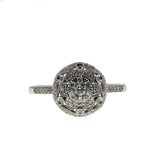 White Rose Of York - Estate 14K White Gold Diamond Flower Cluster Ring (ER344)