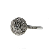 White Rose Of York - Estate 14K White Gold Diamond Flower Cluster Ring (ER344)