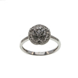 White Rose Of York - Estate 14K White Gold Diamond Flower Cluster Ring (ER344)