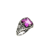 Pink Radiance - Estate Sterling Silver Lab Created Pink Sapphire Filigree Ring (ER456)