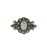Colour My World - Estate Victorian Revival Sterling Silver Opal Cluster Ring (ER457)