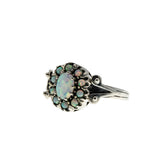 Colour My World - Estate Victorian Revival Sterling Silver Opal Cluster Ring (ER457)