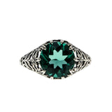 Wisteria - Estate Edwardian Revival Lab Created Emerald Filigree Ring (ER458)