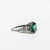 Wisteria - Estate Edwardian Revival Lab Created Emerald Filigree Ring (ER458)