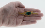 Sleek & Iridescent - Vintage Gold Plated Abalone & Crystal Rhinestone Brooch (VBR252)