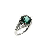 Wisteria - Estate Edwardian Revival Lab Created Emerald Filigree Ring (ER458)