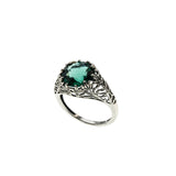 Wisteria - Estate Edwardian Revival Lab Created Emerald Filigree Ring (ER458)
