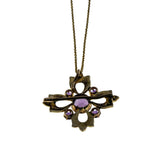 Victoria's Reign - Victorian English 9K Gold Natural Amethyst & Seed Pearl Pendant & 14K Gold Fill Chain (VICP126)