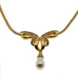 Special Occasion - Vintage Signed Vendome Gold Plated Austrian Crystal Rhinestone & Pearl Necklace & Earring Set (VN183)