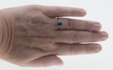 Moonlight Sonata - Vintage English 18K Gold Natural London Blue Topaz & Diamond Cluster Ring (VR1164)