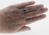 Moonlight Sonata - Vintage English 18K Gold Natural London Blue Topaz & Diamond Cluster Ring (VR1164)