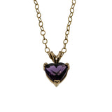 Passion - Vintage 10K Gold Natural Amethyst Heart Pendant & 14K Gold Fill Chain (VP320)
