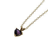 Passion - Vintage 10K Gold Natural Amethyst Heart Pendant & 14K Gold Fill Chain (VP320)