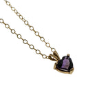 Passion - Vintage 10K Gold Natural Amethyst Heart Pendant & 14K Gold Fill Chain (VP320)