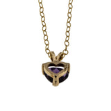 Passion - Vintage 10K Gold Natural Amethyst Heart Pendant & 14K Gold Fill Chain (VP320)