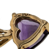 Passion - Vintage 10K Gold Natural Amethyst Heart Pendant & 14K Gold Fill Chain (VP320)