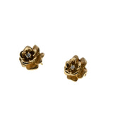 Sparkling Roses - Vintage 14K Gold Natural Diamond Rose Flower Stud Earrings (VE559)