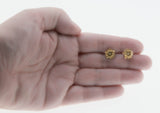 Sparkling Roses - Vintage 14K Gold Natural Diamond Rose Flower Stud Earrings (VE559)