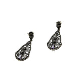 Lavender By The Sea - Estate Sterling Silver Natural Amethyst & Seed Pearl Filigree Earrings (EE245)