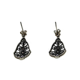 Lavender By The Sea - Estate Sterling Silver Natural Amethyst & Seed Pearl Filigree Earrings (EE245)