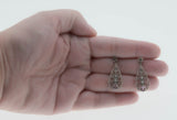 Lavender By The Sea - Estate Sterling Silver Natural Amethyst & Seed Pearl Filigree Earrings (EE245)