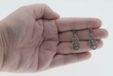Lavender By The Sea - Estate Sterling Silver Natural Amethyst & Seed Pearl Filigree Earrings (EE245)